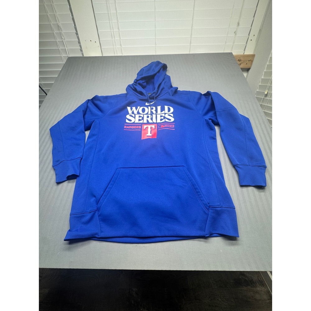 Nike Texas Rangers 2023 World Series Champions Hoodie Mens XL Blue Dri-FIT